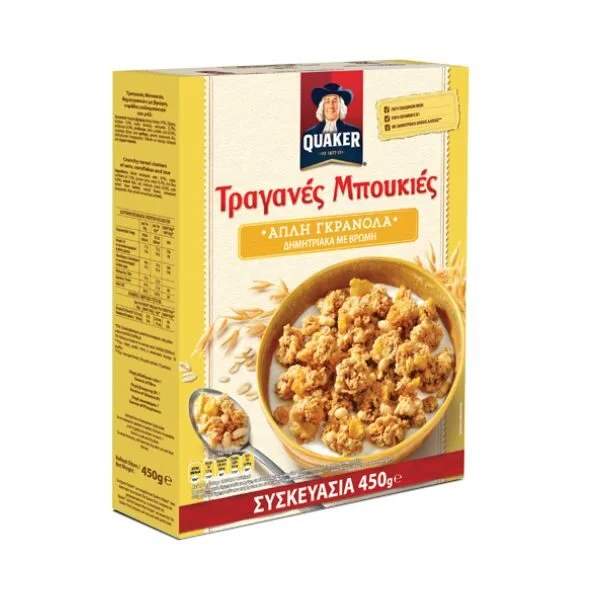 QUAKER ΤΡΑΓΑΝΕΣ ΜΠΟYΚΙΕΣ ΑΠΛΗ ΓΚΡΑΝΟΛΑ 450GR
