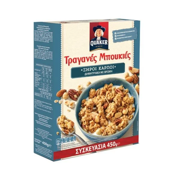 QUAKER ΤΡΑΓΑΝΕΣ ΜΠΟΥΚΙΕΣ ΞΗΡΟΙ ΚΑΡΠΟΙ 450GR