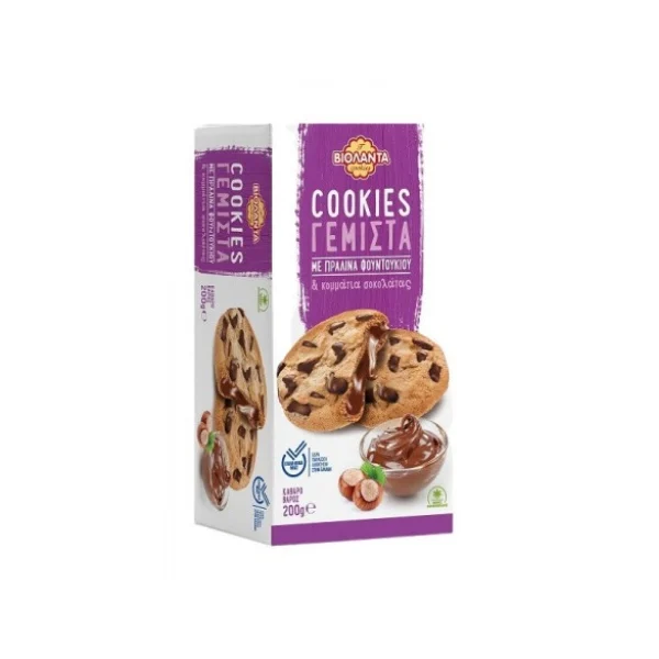 COOKIES ΓΕΜΙΣΤΑ ΒΙΟΛΑΝΤΑ ΜΕ ΠΡΑΛΙΝΑ ΦΟΥΝΤΟΥΚΙΟΥ 200GR